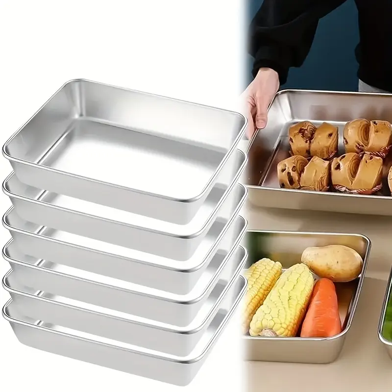 6pcs Reusable Stainless Steel Meal Prep Containers with Storage Function - Thick-Walled, Leak-Proof, Stackable Kitchenware with Transparent Lids for Quick Food Viewing, Home & Outdoor Use