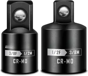 2-Pieces Impact Socket Adapter and Reducer Set, 3/8"F to 1/2"M Adapter & 1/2"F to 3/8"M Reducer, Standard Square Driver & Wrench Conversion Kit, CR-MO Steel