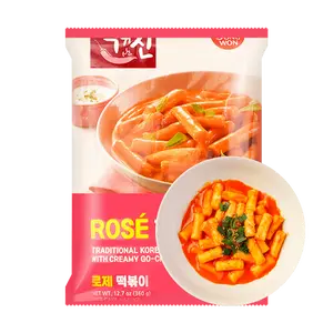 DONGWON Instant Stir-fried Tteokbokki (Rice Cake) with Spicy Rose (Tomota Cream) Sauce, 12.70 oz