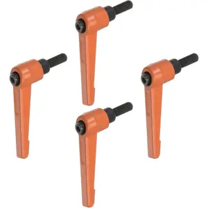 4pcs Adjustable Clamping Lever Handles M6 x 16mm Male Thread Bolt Knobs Rotating Screw Locking Quick Release Ratchet Push Button Handle, Orange