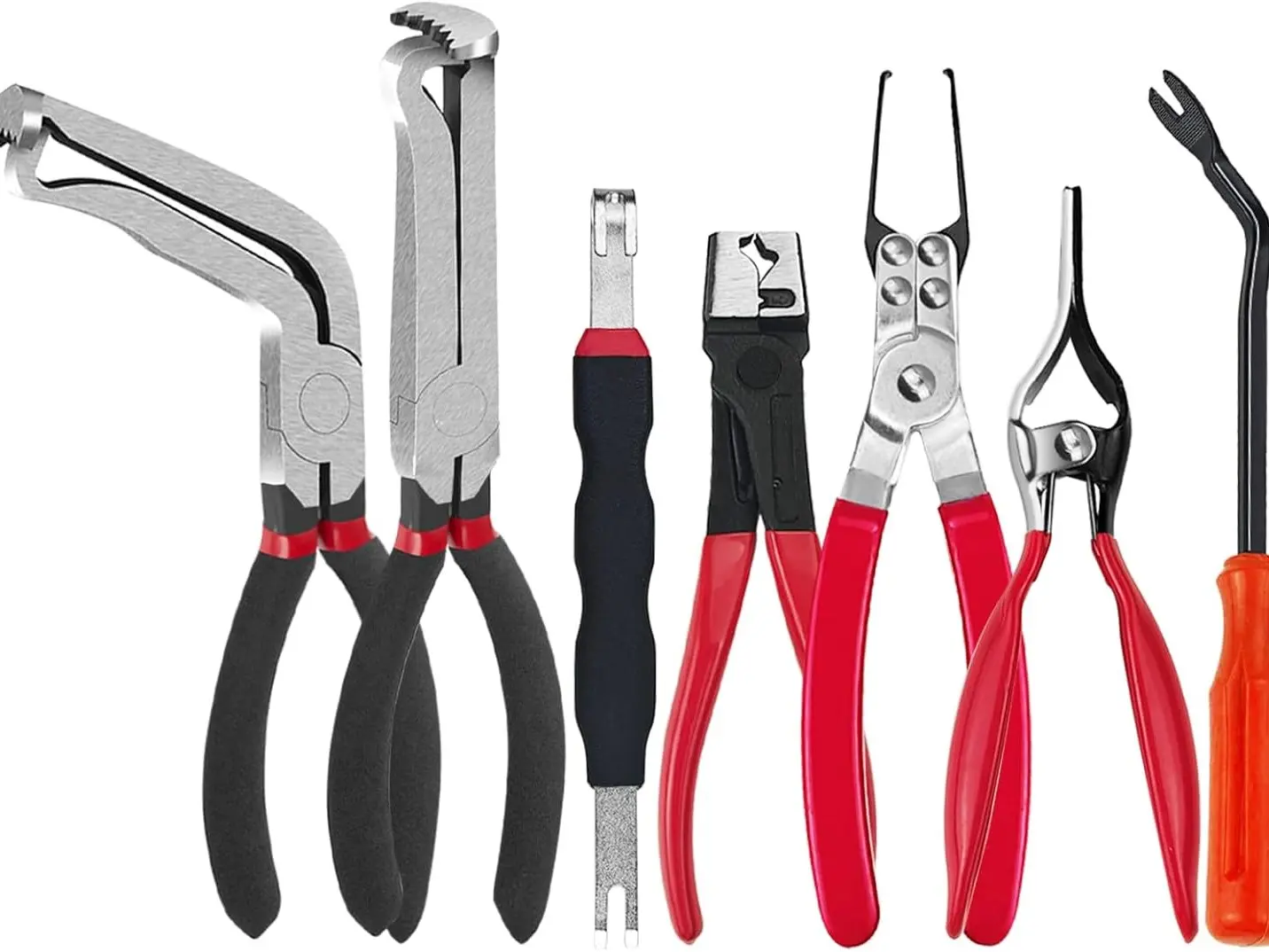 Pack of 7 Electrical Disconnect Pliers for Cars, Connector Removal Tool for Push Tab Style Plugs Suitable for Almost All Car Models