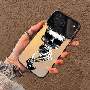 Cool Skeleton Pattern Case for iPhone 17 Pro Max 17 Air 16/15/14/13/12/11 Pro Max XR XS E Plus Retro High-end Shockproof Drop Screen Protection Cute Durable PC Smartphone Cover