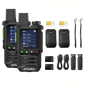Alltheway Global Walkie Talkies 2-Pack with SIM Cards - PoC Unlimited Range 2-Way Radios, 5000mAh Rechargeable Battery for Security, Outdoor Adventures & Travel Teams