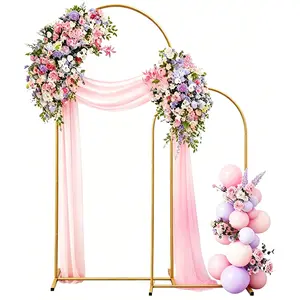 Metal Arch Backdrop Stand Set of 2 Gold Metal Wedding Arch Backdrop Stand (7.2FT and 6FT) for Anniversary, Birthday Parties, Baby Showers,Graduation Decorations