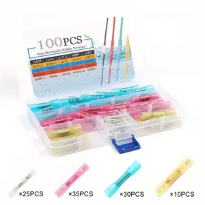 100/250pcs Heat Shrink Butt Connectors, Marine Quality Electrical Crimp Wire Connectors Set, Insulated Crimp Terminals for Butt Splicing in Boats, Trucks, Stereos, And Joints