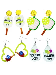 Sporty Acrylic Stud Earrings for Girls, Party Style All over Print, Fashionable Casual Jewelry for All Seasons