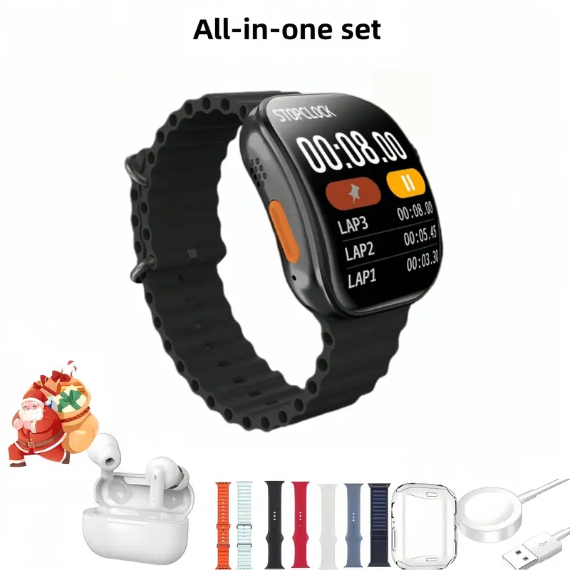 2026 Smart Watch Set | Bluetooth Call, Touch Screen, 100+ Sports Modes, Message Alerts | iPhone & Android | Includes Wireless Earbuds & 7 Bands