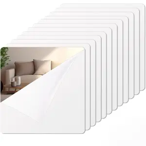 Flexible Plastic Mirror Lens 6/12 Pack Self-Adhesive Acrylic Wall Decor, Wall Stickers, Frameless Small Mirrors (5.9 X 5.9 Inches) Compact Size Easy Installation