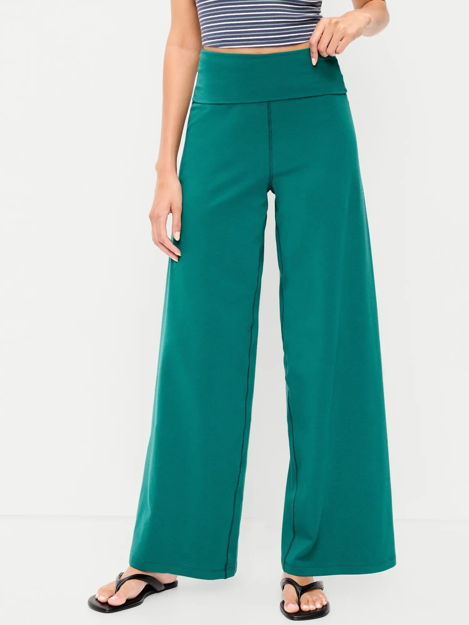 Old Navy Women's High-Waisted PowerChill Fold-Over Wide-Leg Pants