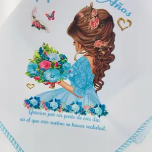 12pcs Quinceanera Napkins 12x12 Inches Polyester Tableware for Quinceanera Celebrations with Elegant Design and Message