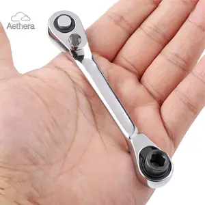 1/4 Inch Mini Silver Ratchet Wrench, 72 Tooth Double Headed Drive Socket, 5° Quick Release Ratchet Tool (Bits Not Included), Practical Hand Tool Accessories