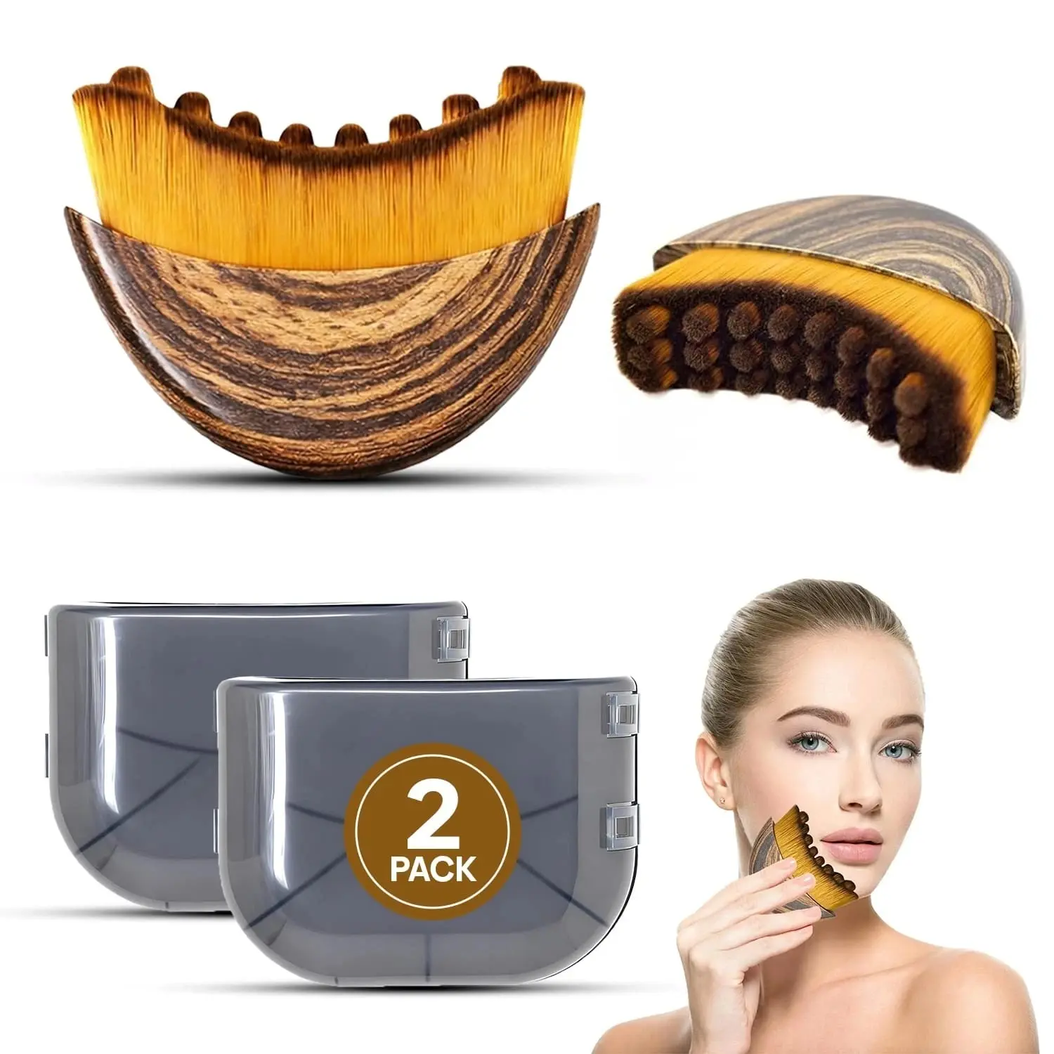 Facial Contour Brush 2-Pack, Sculpting & Depuffing Face Massager for Lymphatic Drainage, Lightweight Daily Skincare Tool for All Skin Types