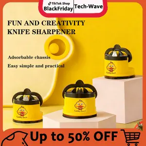 TikTokShopfalldealsforyou Adsorbable Knife Sharpener, Mini Suction Cup Knife Sharpening Tool, a Compact & Easy to Use Tungsten Steel Manual Sharpener for Household Kitchen Knives & Fruit Knifes