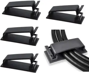 50Pcs Self Adhesive Cable Management Clips, Cable Organizers Wire Clips Cord Holder for TV PC Ethernet Cable Under Desk Home Office (Black)