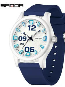 Fashionable Silicone Strap Quartz Watch, Casual Trendy Wristwatch, Fashionable Accessories for Women & Men As Gift with Box, Quartz Analog Watch