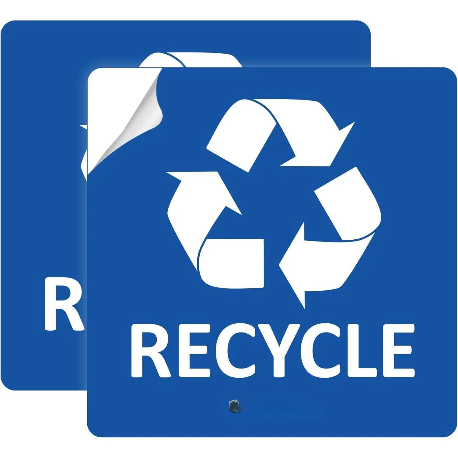 Pack of 02 Recycle Sign Decals self Adhesive - Recycling Stickers 5 x Inches and Trash Sticker for can with Over Lamination- Labels (Blue)
