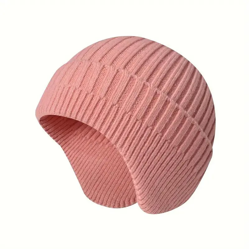Women's Multifunctional Plain Knit Beanie Hat, Cozy Beanie, Soft Comfortable Winter Warm Earflap Cap, Outdoor Cycling Sports Essential Gift, Outdoor Hiking Hat, Knitted Cap