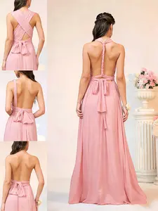 Bridesmaid Dress,72 Styles Convertible Long Plus Size Multi - Way Twist Wrap Bandeau Dress