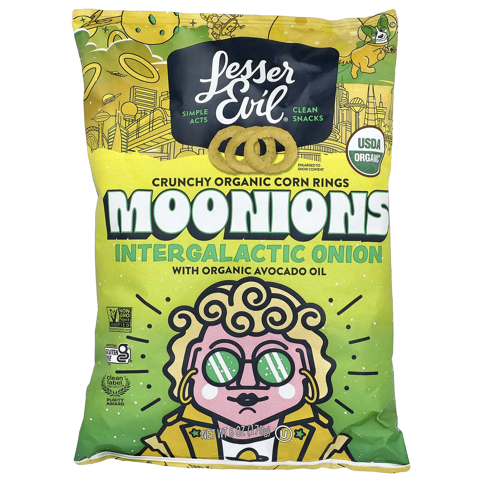 LesserEvil Moonions, Itergalactic Onion, 6 oz (170 g)