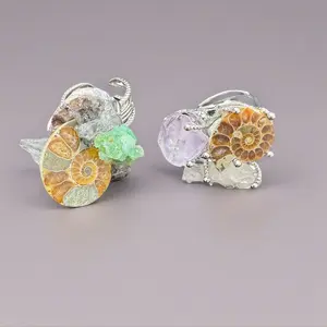 Natural Amethyst Cluster Open Silver Ring – Niche Light Luxury Raw Stone Ring