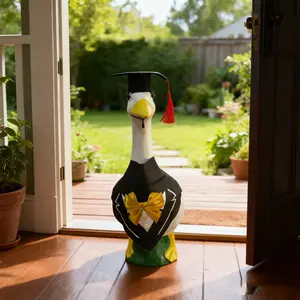 Graduation season porch goose outfit, suitable for outdoor patios and home decor.