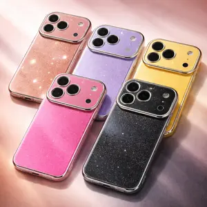 UPTECH 1 Shimmer Glitter iPhone 17 / 17 Pro / 17 Pro Max Case for Girls – Sparkly Clear Aesthetic Protective Cover with Camera Protection (Black, Hot Pink, Purple, Yellow, Desert)