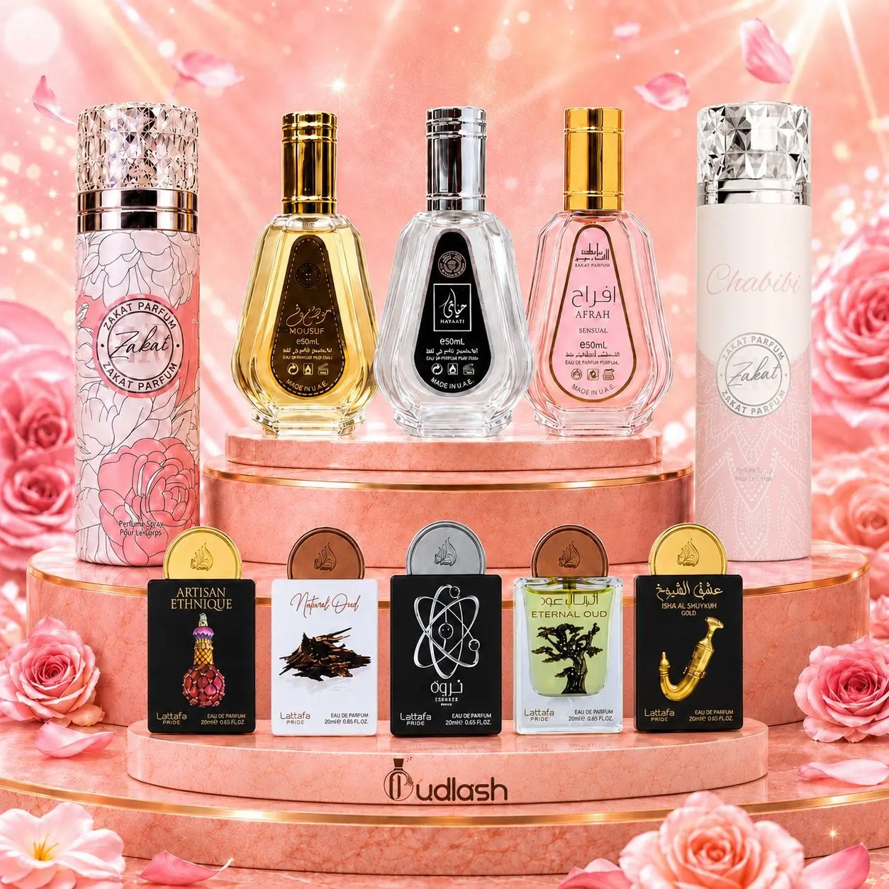 El Habibi Barato Bundle | Pride Mini Collection #2 + Hayati Exotic 50 ML + Afrah 50 ML + Mousuf 50 ML + Zakat Z40 Body Sray + Z16 Body Spray | 50ML | Vanilla - Whipped Cream & Citrus Fragrance Notes