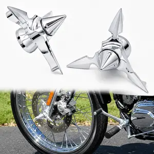 2PCS Chrome Spinning Front Axle Nut Covers 29mm Motorcycle Wheel Bolt Cap Set