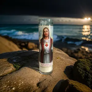 Sacred Heart of Jesus Christ White Devotional   Candle