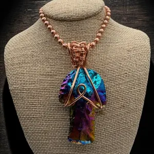 Juma CopperKing Flame Aura Quartz Mushroom 24” Copper Necklace