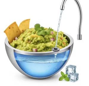 Dip Chiller Bowl with Ice Base - Stainless Steel for Cold And Hot, Ice Bowls To Keep Food Cold kitchen must haves tainless steel bowls  ice bowl bowl to keep food cold, ensaladera,  serving bowls  salad bowl  buffet servers and warmers