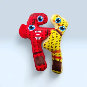 Soft Plush Character Figure – Red & Yellow Decorative Plush