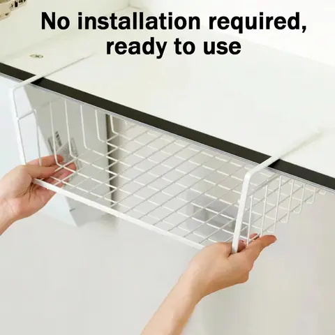 Under Shelf Basket, Under Shelf Organizer, Durable Space Saving Under Shelf Storage Rack for Kitchen Counter Pantry Desk Bookshelf Cupboard