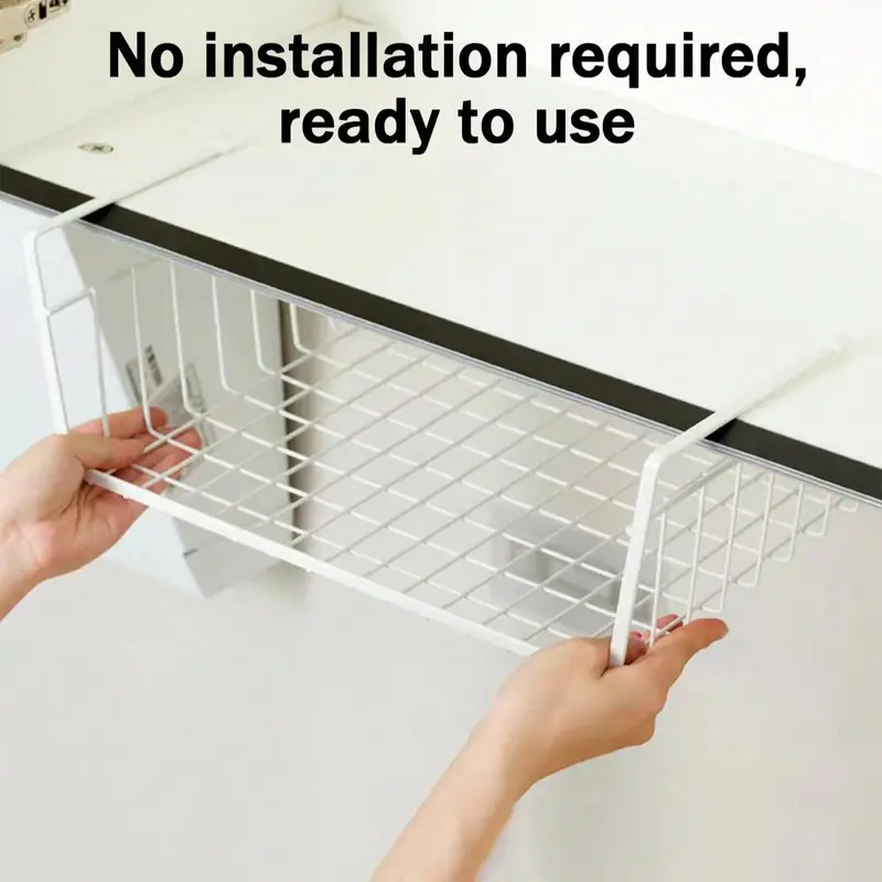 Under Shelf Basket, Under Shelf Organizer, Durable Space Saving Under Shelf Storage Rack for Kitchen Counter Pantry Desk Bookshelf Cupboard