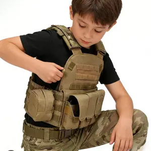 Kids Camo Tactical Vest Breathable Durable Airsoft Role Play Multi-Pocket Vest for Airsoft & Role Play Activities Comfortable 600D Polyester Material Perfect Birthday Easter Gift weighted vest weighted vests compression tank top Outdoor Boys Active Outfit