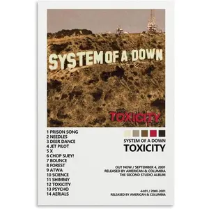 System of A Down Poster Toxicity Album Cover Poster for Bedroom Aesthetic Art Wall Decor Unframe Ornaments Decoration Unframed wall decor wall art posters
