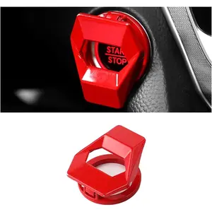 Car Engine Start/Stop Button Cover, Zinc Alloy Car Push Button Start Cover Car Power Control Trim, Universal Key Ignition Switch Protective Cover for Cars, SUVs (Red)