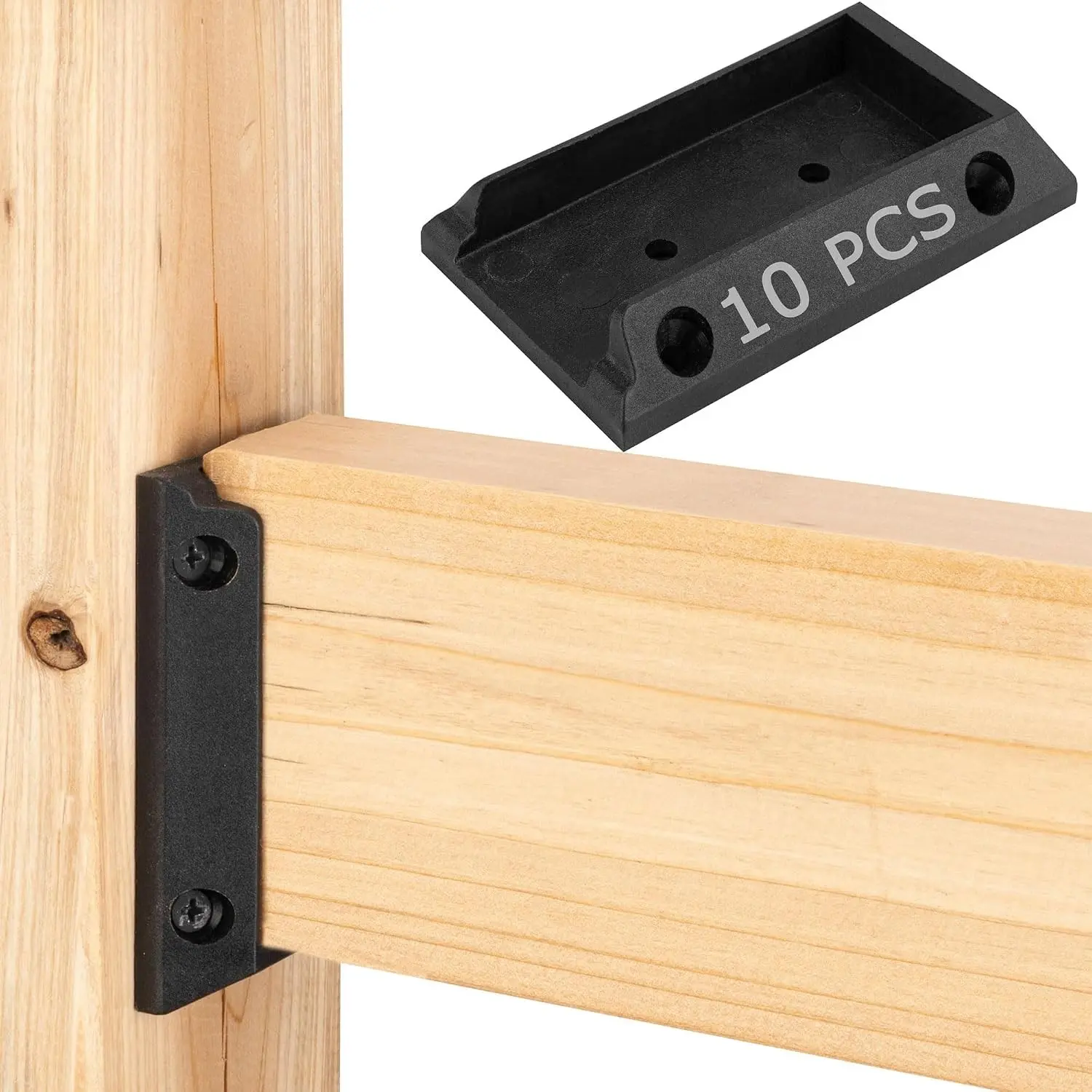 10pcs Deck Railing Bracket Connectors for 2x4, Durable PP Plastic Deck Railing Brackets, Black