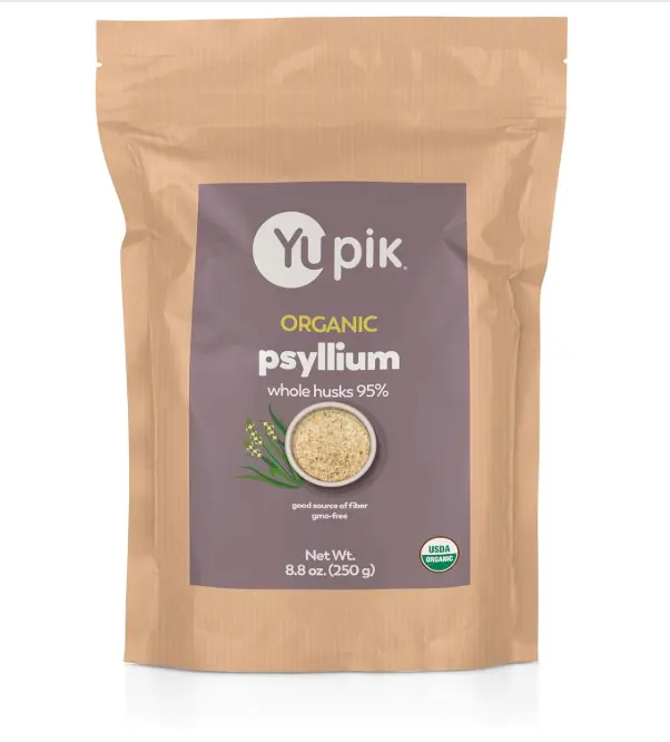 Yupik Organic Whole Husk Psyllium 8.8 Oz, 95% Purity, Soluble Fiber, USDA Certified, Non-GMO, Kosher, Gluten-Free, Sugar-Free & Fat-Free, Unflavored, Plant-Based, Ideal for Oatmeal & Cereal