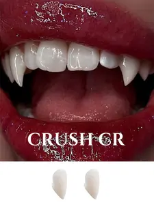 CRUSH CR 1 Pair Vampire Fangs Teeth for Men Women, 4 Sizes (13-19mm) Available, Realistic White Fangs for Cosplay, Halloween Parties, and Themed Events, Perfect for Dracula Costumes, Vampire Makeup, Spooky Photo Shoots to Create an Authentic Gothic Vibe