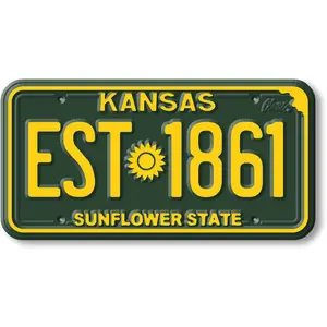 Kansas State License Plate Magnet by Classic Magnets, 1.9" x 3.8"