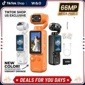 W&O Portable 2.5K Ultra HD Video Recorder with 180° Rotating Lens, Handheld Stabilizer Pocket Camera, Full Body Camera for Vlogging, Travel & Daily Life Recording, USB Rechargeable, Black, Vlogging Camera, Modern Gadget, Durable Construction, Camcorder