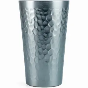 16oz Rust-Proof Hammered Aluminum Cups Set of 6, Gray Tumblers, Unbreakable Drinking Cups for Beach Pool Outdoor Gathering