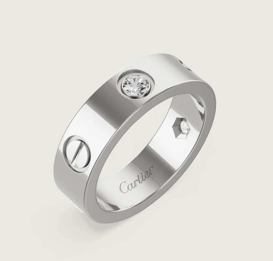 Pre-owned Cartier LOVE Ring White Gold, Classic Model with 3 Dias