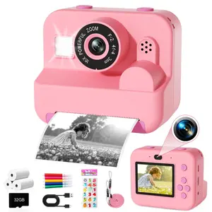 Polaroid instant camera, portable camera, 16x digital zoom HD digital camera, comes with 32GB SD card, includes three rolls of paper and stickers, perfect birthday gift for children