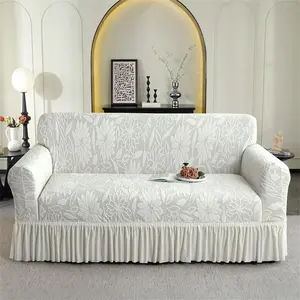 Pure Color Elastic Jacquard Sofa Cover, Stretch Sofa Cover Dustproof Slipcover for Living Room Outdoor Single Twin Triple Quad Armchair, All Seasons Washable