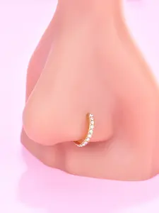 Unisex Rhinestone Decorated Nose Ring, Septum Ring, Elegant Round Nose Rings For Men And Women, Body Jewelry For Party