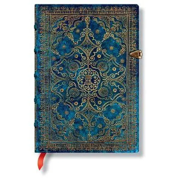 Paperblanks Azure MIDI Lined Hardcover Journal - 240pg, 120gsm Equinoxe, 1688 Binding, Gold Accents, English Edition, Ideal for Book Lovers, Book of Great Importance, Diary