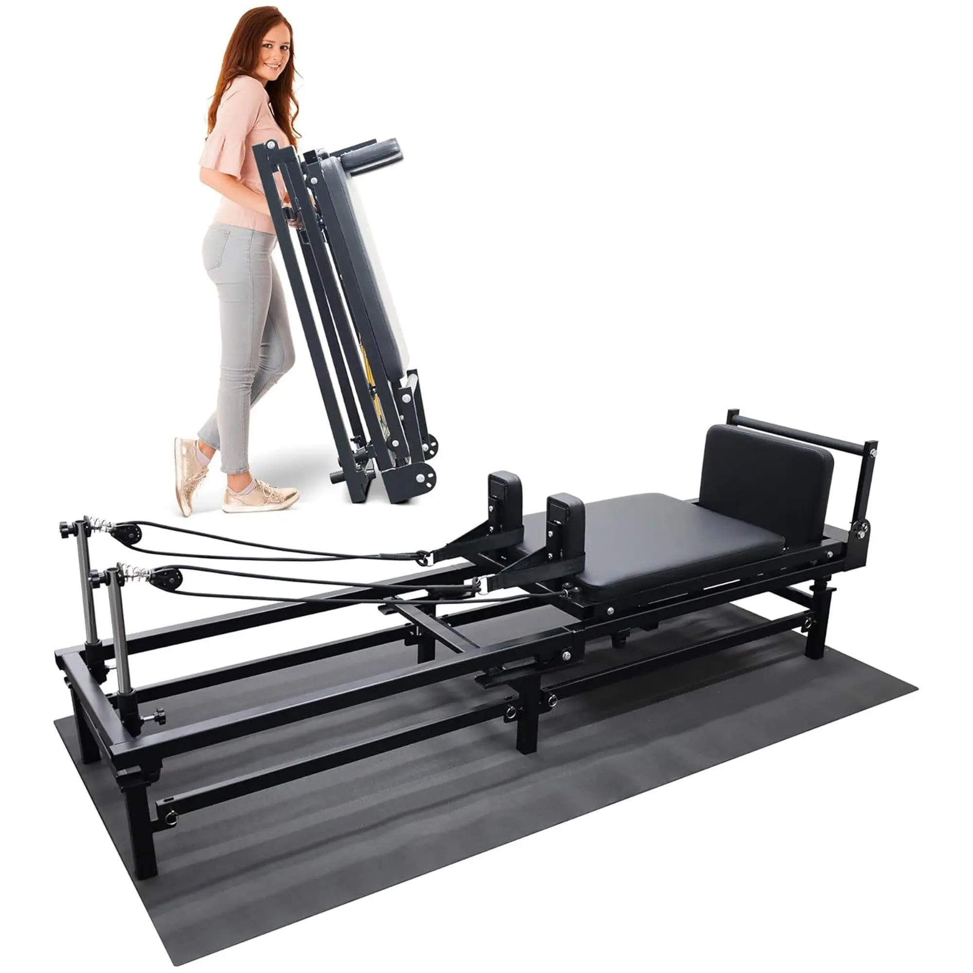 BalanceFrom Foldable Pilates Reformer Machine w/ Adjustable Heights & Jump Board