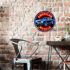 Vintage American Muscle Car Wall Decor, Home Decor Products, Durable Aluminum, UV Print, Ideal for Bars, Man Caves, Garages, Unique Gift for Car Enthusiasts